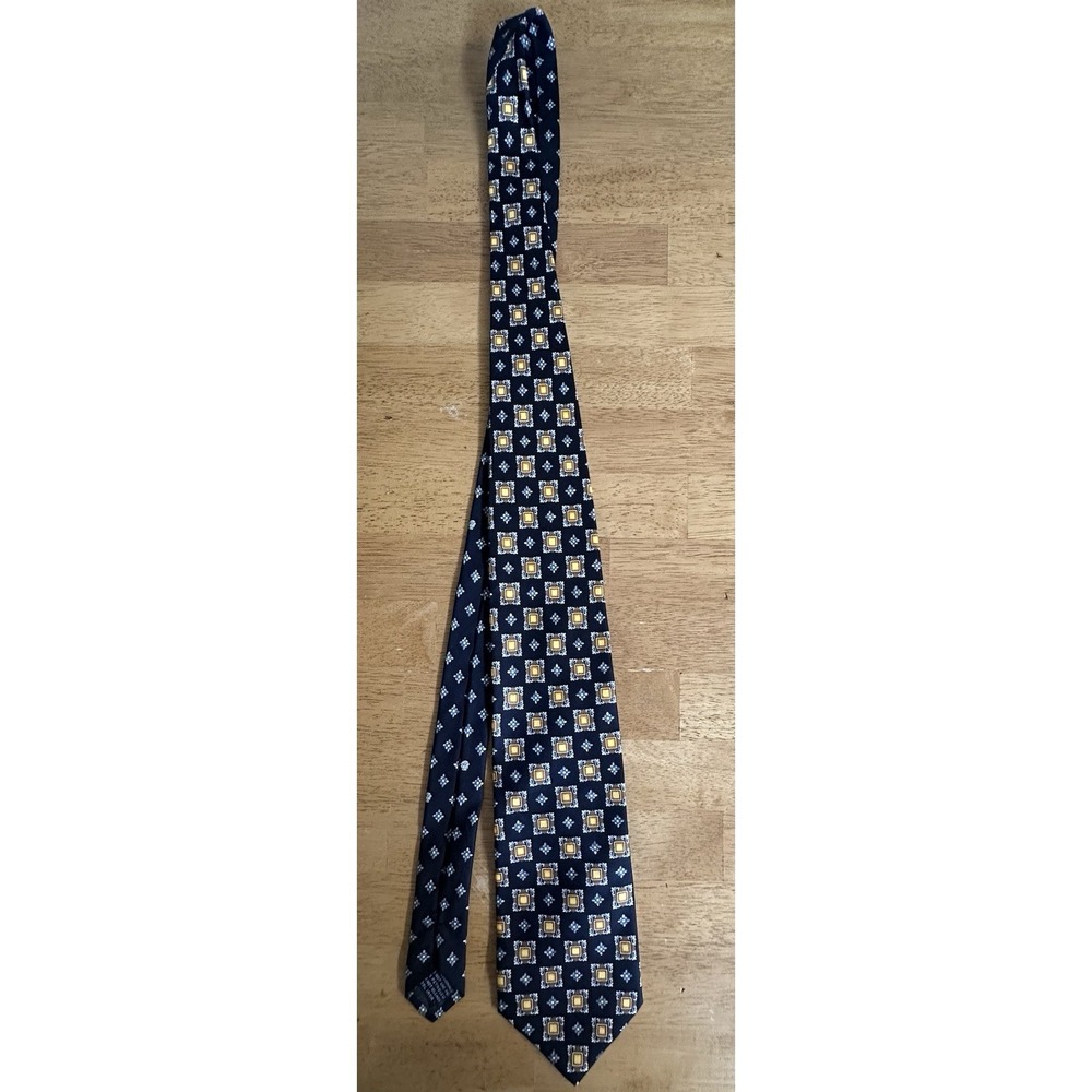 Gianni Versace Vintage Men's Tie Silk Medusa Monogram Necktie Checkered Black